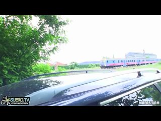 has a blonde near a car in the forest | casting, public agent, double penetration